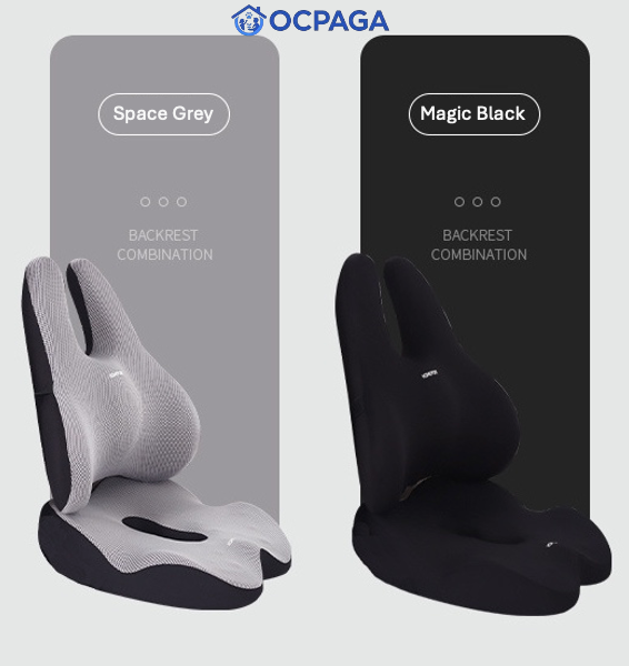 OCPAGA Orthopedic Ergonomic Seat & Back Support Set | Bamboo Charcoal Memory Foam Lumbar & Tailbone Relief
