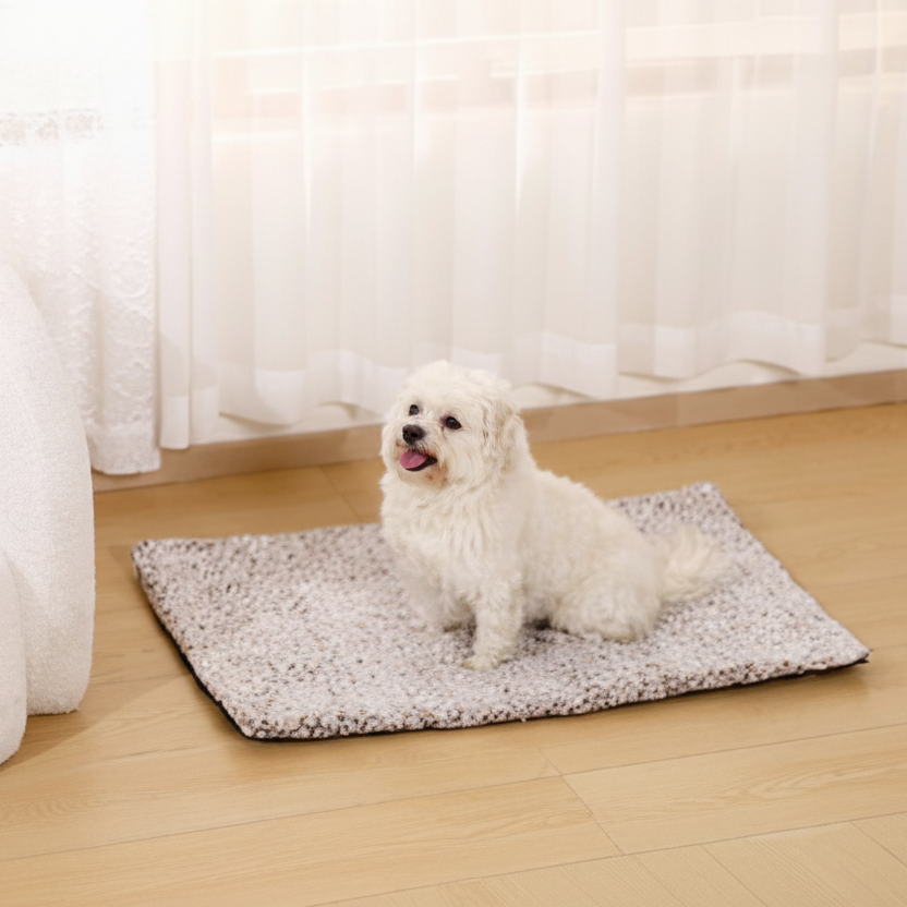 Self-Heating Detachable Pet Mat | Indoor Outdoor Noiseless Warming Bed Pad with Non-Slip Bottom Removable Washable Cover
