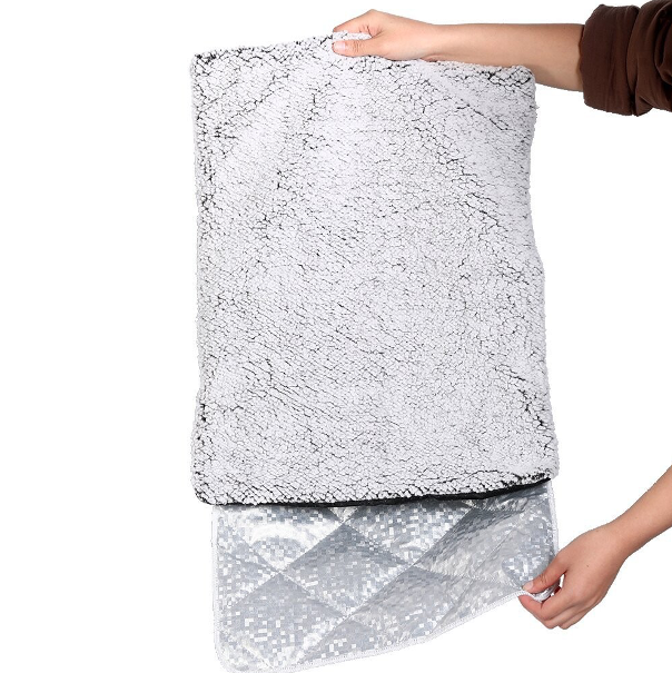 Self-Heating Detachable Pet Mat | Indoor Outdoor Noiseless Warming Bed Pad with Non-Slip Bottom Removable Washable Cover