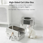 Stainless Steel Cat Litter Box | High-Sided, Easy-Clean, Multiple Entry Styles