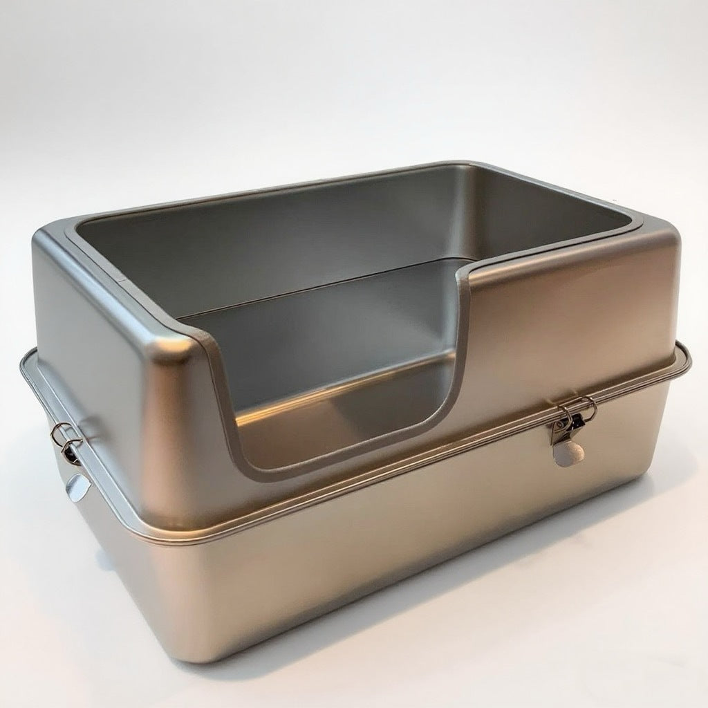 Stainless Steel Semi-Enclosed Cat Litter Box