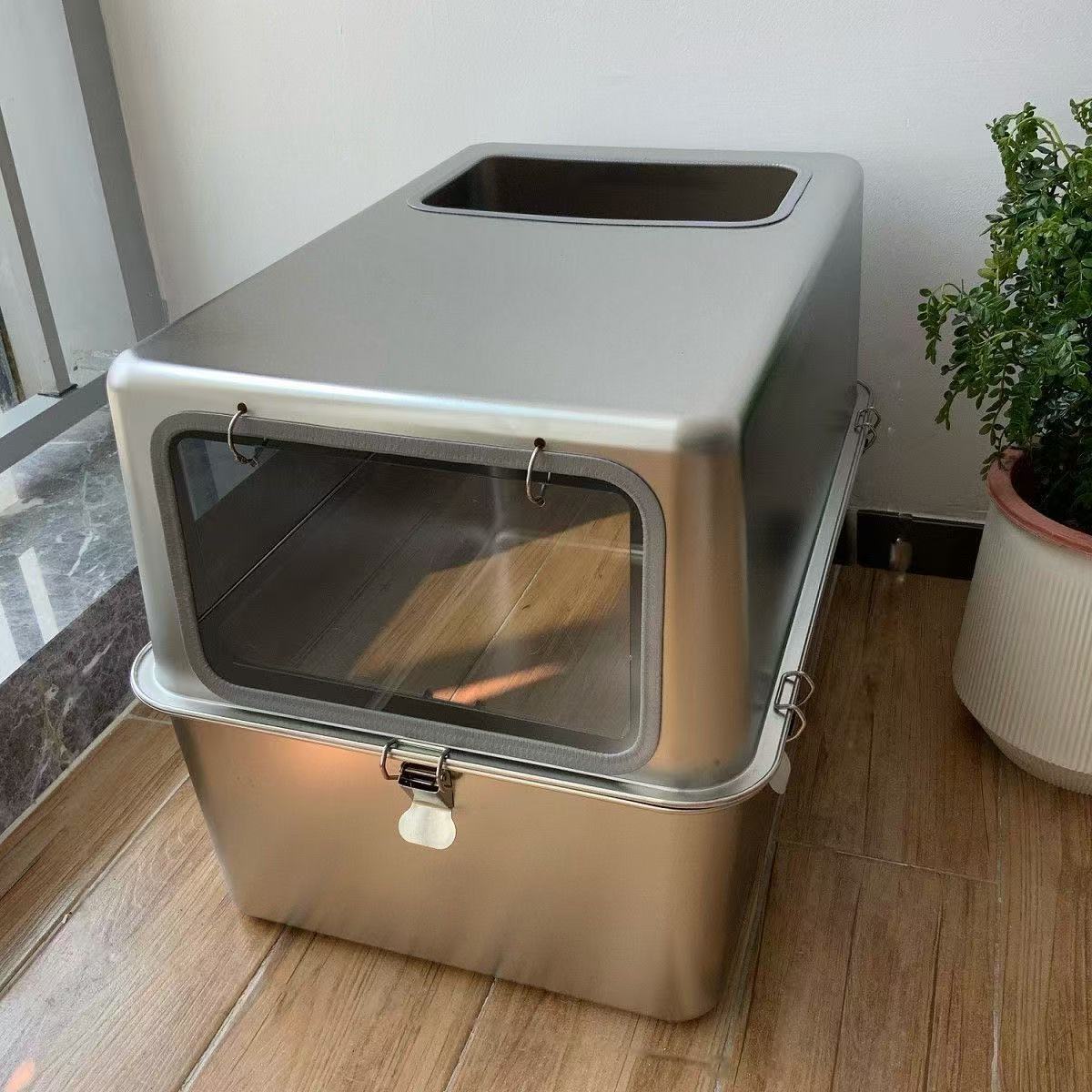 Stainless Steel Semi-Enclosed Cat Litter Box