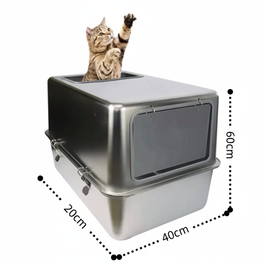 Stainless Steel Semi-Enclosed Cat Litter Box