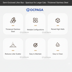 Stainless Steel Semi-Enclosed Cat Litter Box