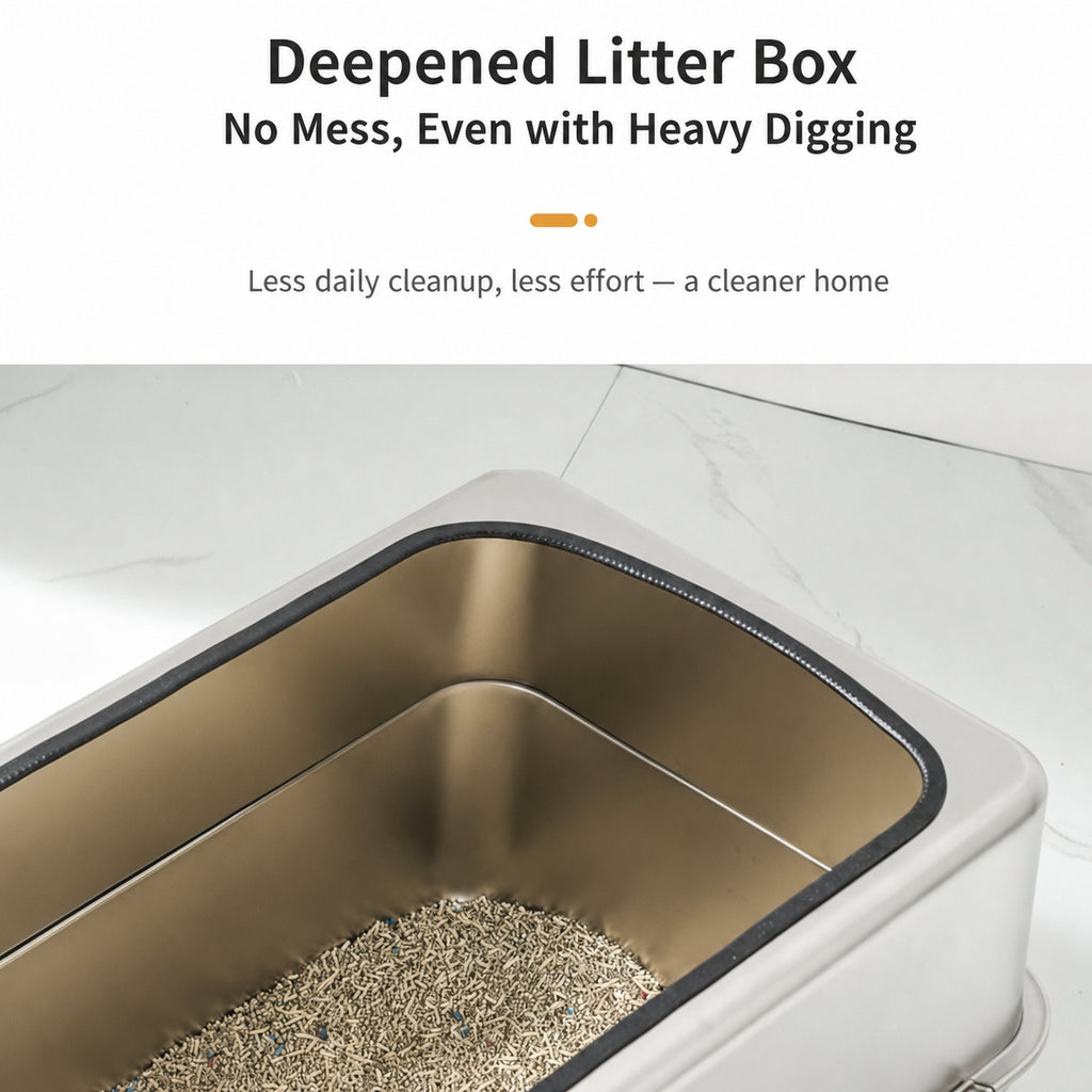 Stainless Steel Cat Litter Box | High-Sided, Easy-Clean, Multiple Entry Styles