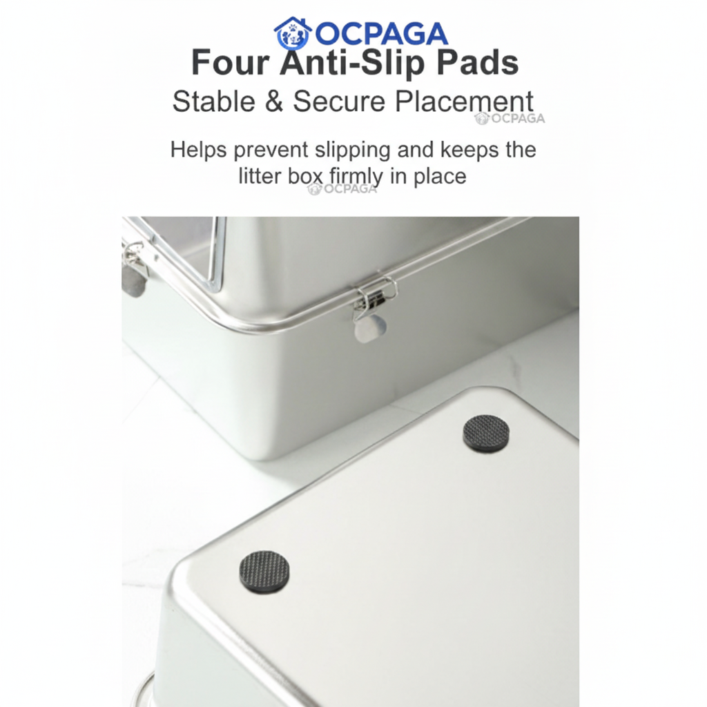 Stainless Steel Semi-Enclosed Cat Litter Box