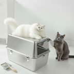 Stainless Steel Cat Litter Box | High-Sided, Easy-Clean, Multiple Entry Styles