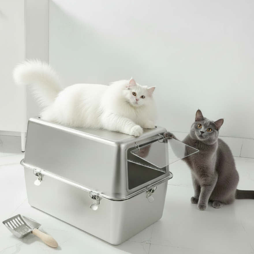 Stainless Steel Cat Litter Box | High-Sided, Easy-Clean, Multiple Entry Styles