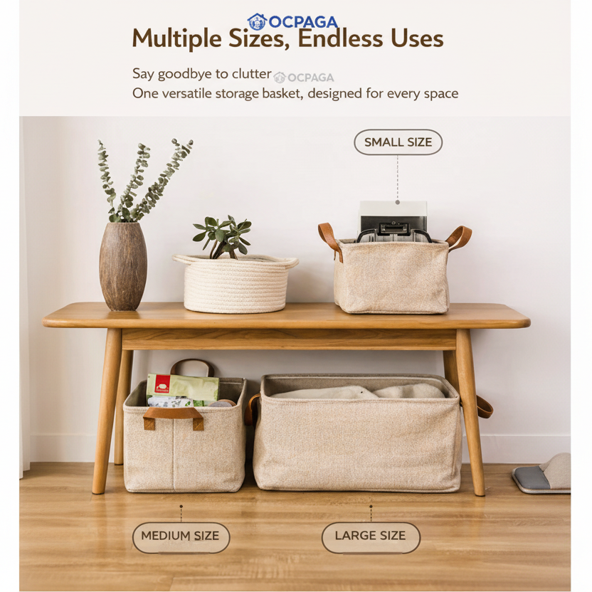 Natural Linen Storage Basket・Woven Jute Fabric Storage Basket/ Snack Box