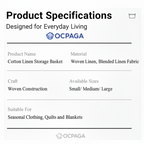 Natural Linen Storage Basket・Woven Jute Fabric Storage Basket/ Snack Box