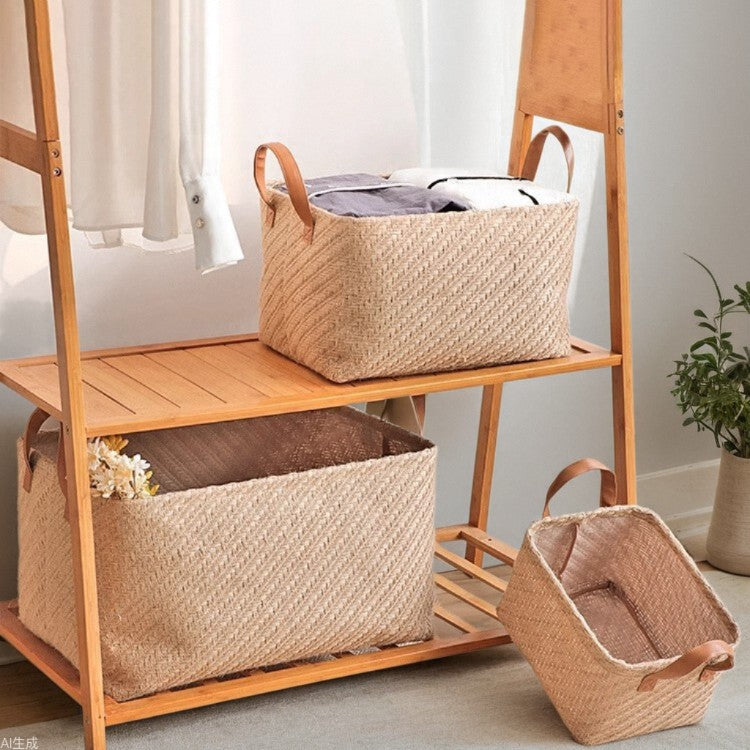Natural Linen Storage Basket・Woven Jute Fabric Storage Basket/ Snack Box