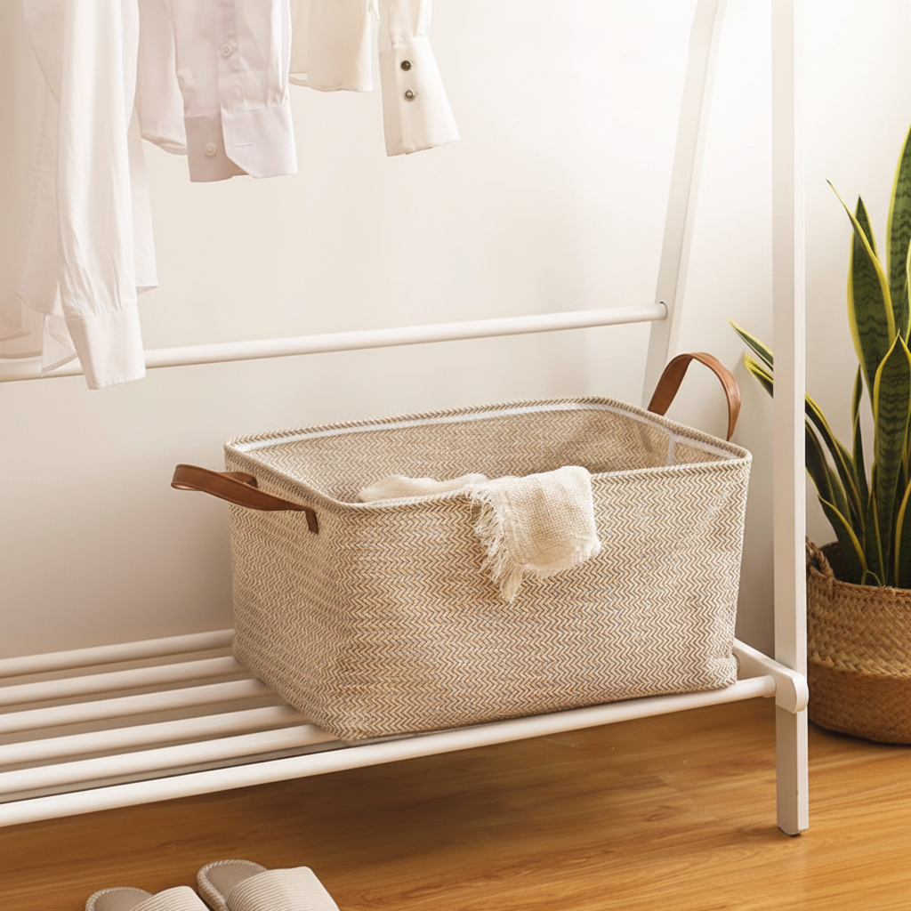 Natural Linen Storage Basket・Woven Jute Fabric Storage Basket/ Snack Box