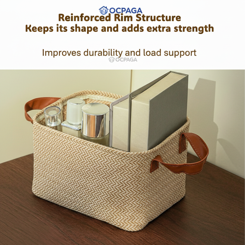 Natural Linen Storage Basket・Woven Jute Fabric Storage Basket/ Snack Box