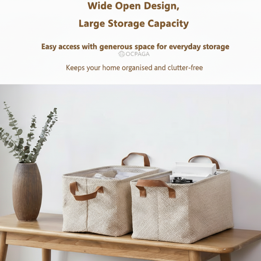 Natural Linen Storage Basket・Woven Jute Fabric Storage Basket/ Snack Box