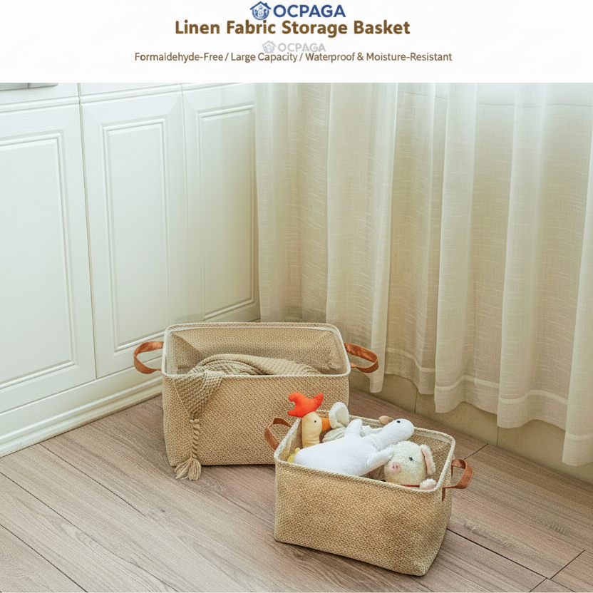 Natural Linen Storage Basket・Woven Jute Fabric Storage Basket/ Snack Box