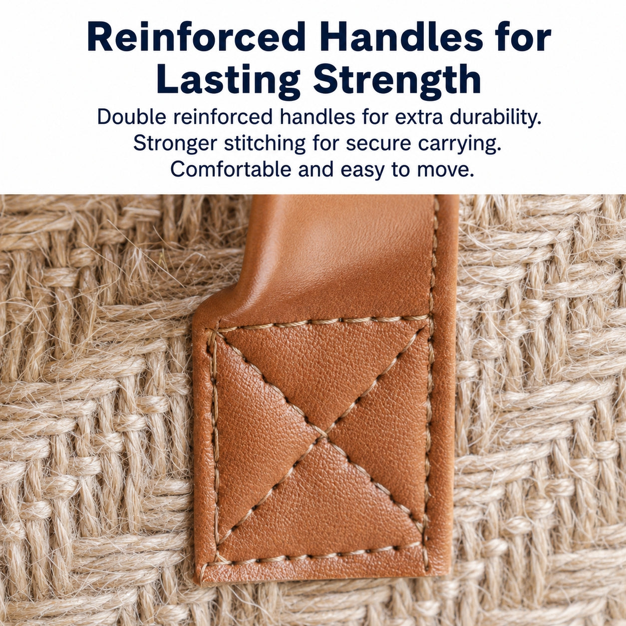 Linen Storage Basket with Leather Handles | Waterproof Lined, Foldable
