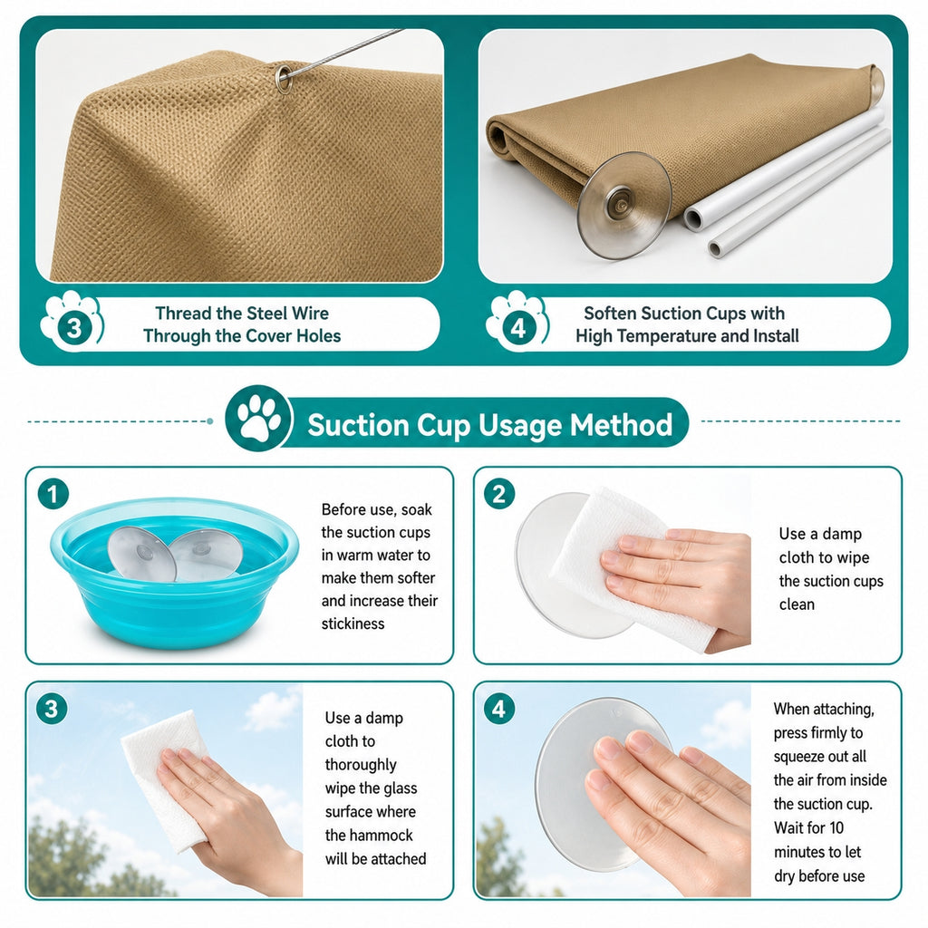 Cat Window Hammock Bed | Heavy-Duty Suction Cups, Steel Wire Frame