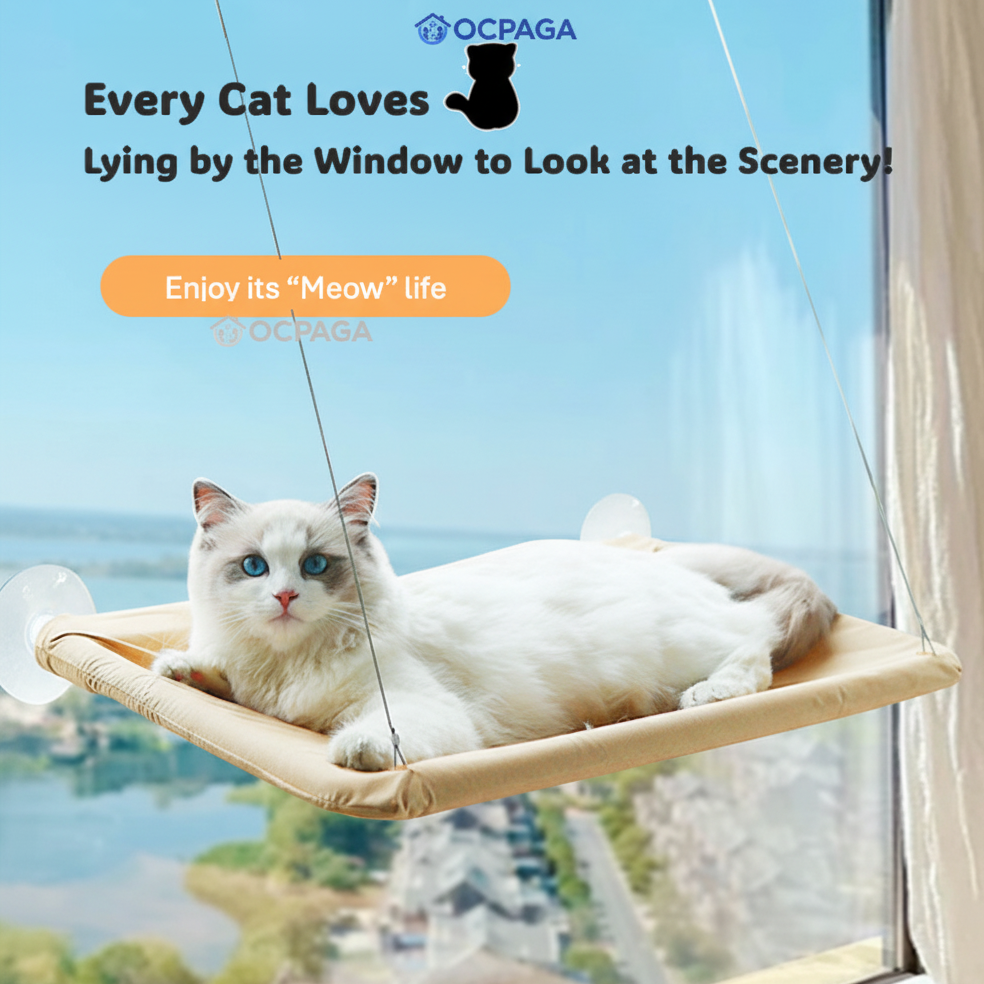 Window Perch Cat Hanging Hammock – Heavy-Duty Suction Cup Sun Bed