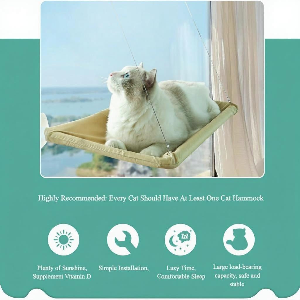 Cat Window Hammock Bed | Heavy-Duty Suction Cups, Steel Wire Frame