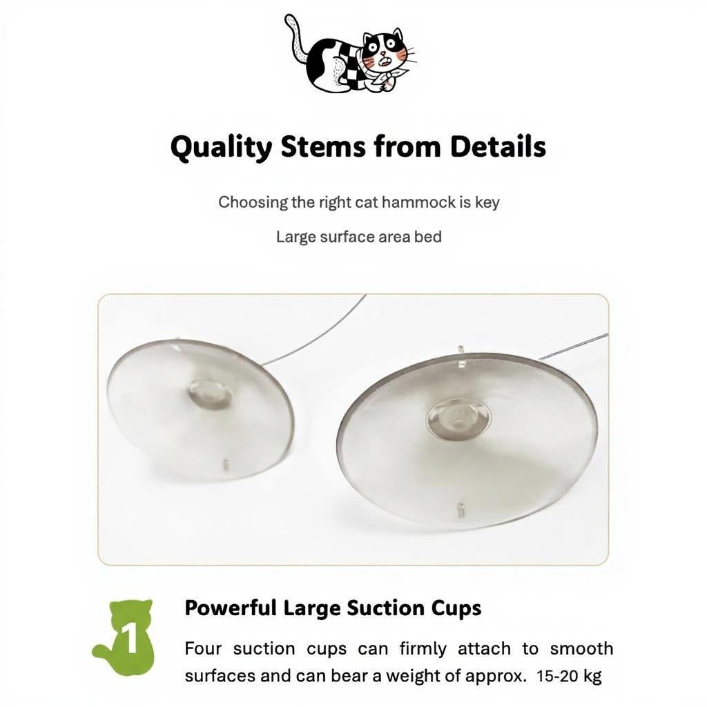Cat Window Hammock Bed | Heavy-Duty Suction Cups, Steel Wire Frame