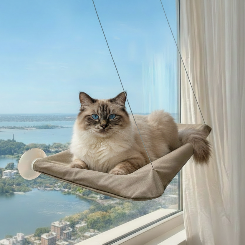 Cat Window Hammock Bed | Heavy-Duty Suction Cups, Steel Wire Frame
