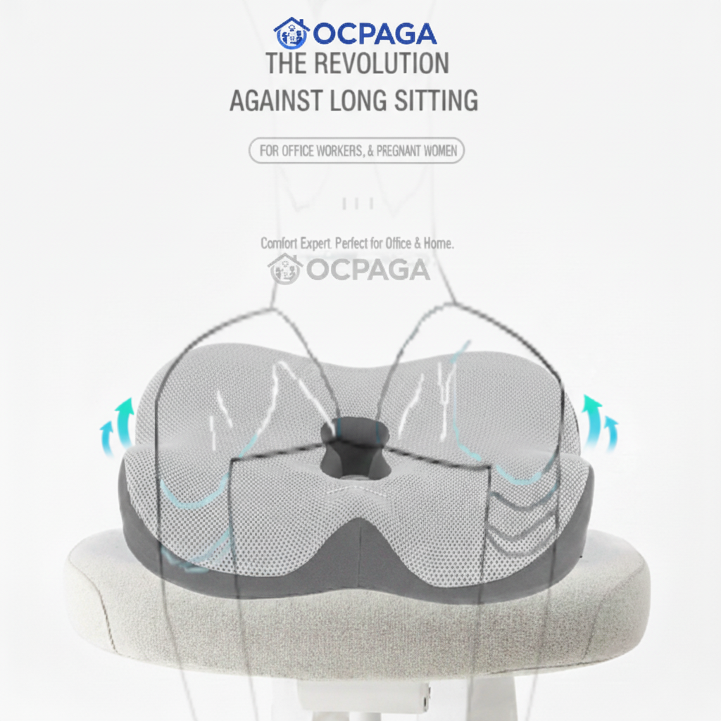 OCPAGA Orthopedic Ergonomic Seat & Back Support Set | Bamboo Charcoal Memory Foam Lumbar & Tailbone Relief