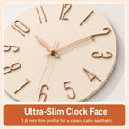 Minimalist Silent Wall Clock | 3D Raised Numerals, Textured Resin, 30 cm