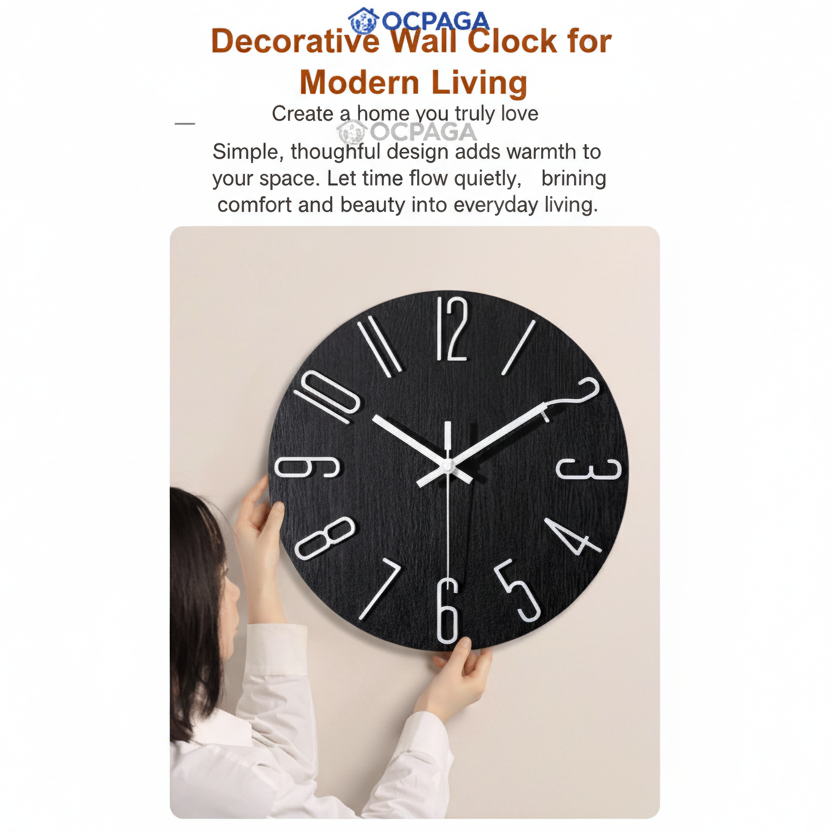 30cm Minimalist Sculpted Wall Clock・Silent Clock
