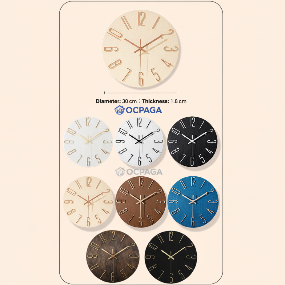 30cm Minimalist Sculpted Wall Clock・Silent Clock