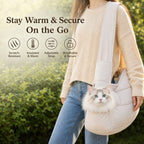 Cat Sling Carrier | Quilted Crossbody Pet Bag with Safety Buckle & Hard Base