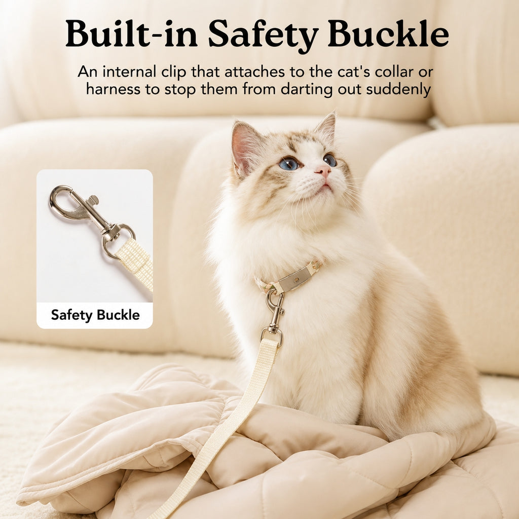 Cat Sling Carrier | Quilted Crossbody Pet Bag with Safety Buckle & Hard Base